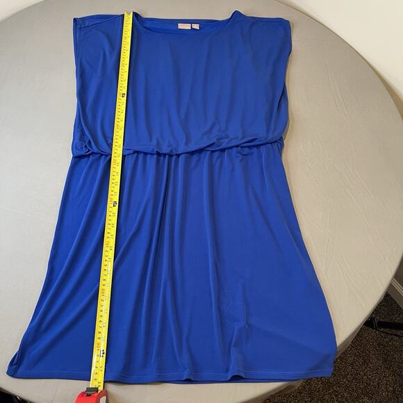 Chico's Women's Blue Blouson Dress Size 3(XL) Stretch Elastic Waist - Picture 6 of 8